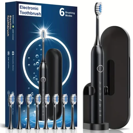 Smart Electric Toothbrush for Adults with Six Cleaning Modes, Soft Bristles, USB Rechargeable, 800mAh Battery - Gift Box Set