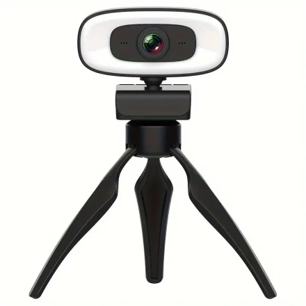 4K Ultra HD Webcam with Auto Focus, Built-in Microphone, USB Interface, 360° Rotating Base, Triple-Step Fill Light, Laptop & Desktop Compatible, Plug and Play, No Driver Required, Live Streaming & Video Conferencing Camera
