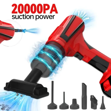3-in-1 Wireless Handheld Vacuum Cleaner - Powerful Suction, Portable for Home & Car Use, USB Rechargeable Lithium Battery, Includes Brush Accessories & Cleaning Tools, Red, Portable Vacuum Cleaner
