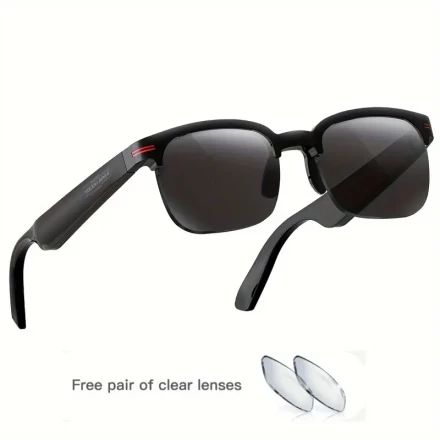 1pc Smart Wireless Glasses 5.0 with Hi-Res Audio, Touchpad Control, Built-in Mic, Bass Boost, USB Rechargeable Lithium Polymer Battery, Non-Waterproof PC Material, Compatible with Smartphones & Tablets, Hands-Free Calling & Music Playback