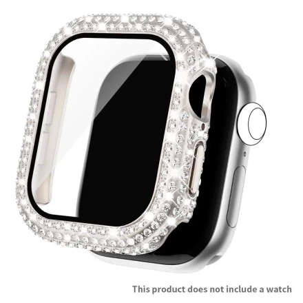 for iWatch Series 10 Bling Diamond Rhinestone Screen Protector & Case - Hard PC Frame, Shockproof Cover for 42/46mm Models