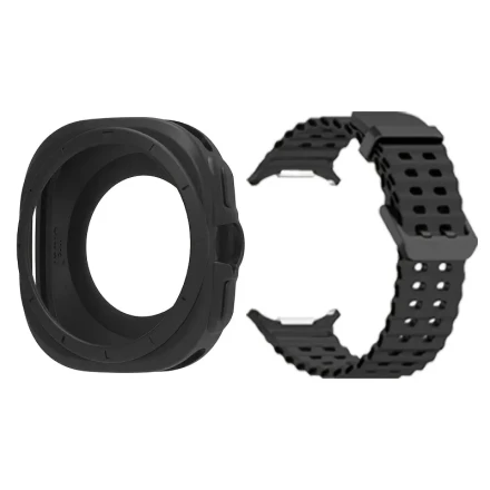 1pc Silicone Case with Adjustable Strap for Galaxy Watch Ultra 47mm - Soft Mesh Band, Comfort Fit, Durable Clasp, Non-Water Resistant Replacement Strap