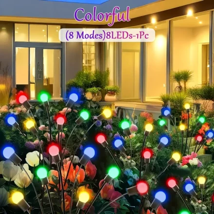 Solar Firefly Lights with 8 Flashing Modes, – Warm White LED Garden Lights, Wind-Swaying Effect, Perfect for Outdoor Décor, Courtyards, and Party Gatherings (Colorful/Warm White), Solar Lights Hanging