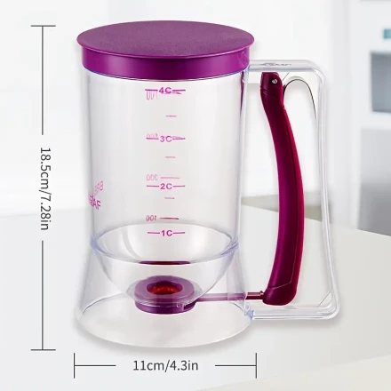 1pc Plastic Batter Dispenser, Handheld Cupcake Maker, Precise Control, Kitchen Baking Tool, Dessert Cookie Cake Helper, Thickened Glass & Kraft Box Packaging, No Battery Required