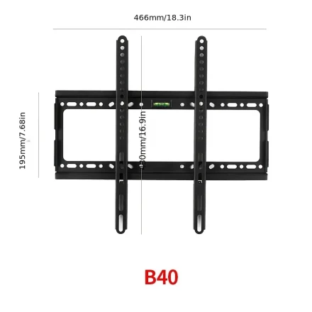 LED LCD TV Wall Mount for 101.6-177.8 cm Screens, Metal Construction, Easy Installation, Built-In Level Indicator, Anti-Theft Safety Screws, Double Hook Design, Suitable for Home and Office Decor, Household Tools, Maximum Load 100 Lb (45.5kg)