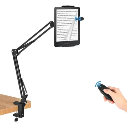 1 Set of Tablet Stand with Remote Page Flipping Function, Suitable for Kindle Paperwhite Color Soft Pen, Kindle Bed Reading Stand -360 ° Adjustable Arm, Kindle E-reader Accessories - Including Stand and Page Flipping Device