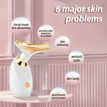 1pc Elegant White & Golden Facial Massager - Portable, Battery-Powered (Batteries Not Included), High-Frequency Vibration for Enhanced Skincare, Ergonomic Design, Fast Delivery, Perfect Valentine's Gift for Women, Face Massager Tool