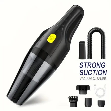 BELIBUY Portable Handheld Car Vacuum Cleaner, USB Rechargeable with Cloth Filter, 3.5KPa Suction, 0.2-0.3L Dust Cup, 2000mAh Lithium Battery, 80dB Quiet Operation, Wireless Cordless for Home and Vehicle Use
