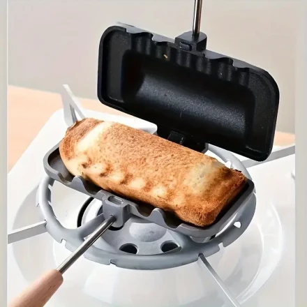 1pc Deluxe Double-Sided Non-Stick Sandwich Maker - Easy Release for Perfect Breakfast, Waffles & Burgers, Space-Saving Kitchen Gadget, Essential Baking Tool for Home Kitchen, Aluminum Alloy Construction, No Power or Battery Needed