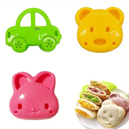 3pcs Bear Sandwich Die Cutting Machine Cartoon Rabbit Car Bread Sandwich Making Machine Biscuit Cutting Tool