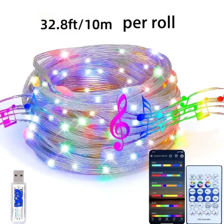 15.24meter Dream Colo Led Lights, RGB LED Strip Lights, Smart Led String Lights, Christmas Lights, Led Fairy Lights With APP Control Remote Control For Bedroom Room Party Home Tree  For Garden Decor Home Decor Living Room, Halloween, Christmas, Wedding De