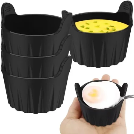 4pcs Silicone Air Fryer Egg Poachers - Reusable, Non-Stick Microwave Egg Cookers with Cups