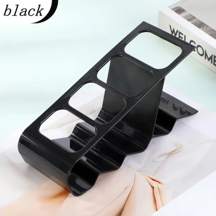 4-Slot Remote Holder - Sleek Desktop Organizer for TV, AC & Home Theater Remotes, Durable Metal Construction, Available in Black/Brown/White, No Power Required, Remote Control Holder