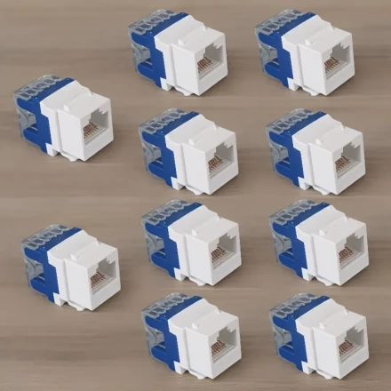 10-Pack RJ45 CAT.6 Network Jacks, 180-Degree Rotation Adapters, Ethernet Connectivity, Amazon Alexa Compatible, Uncharged, No Battery Required