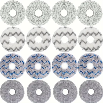16 Pack Microfiber Mop Pads Replacement for Ecovacs Deebot X1 Turbo/Omni, T10 Turbo/Omni, T20, X2 Omni, Roborock Q Revo, Dreametech L10 Ultral/L10s/L20/X30 Ultra - Washable Cleaning Cloths for Robot Vacuum Mop Combo Without Battery or Charge Function