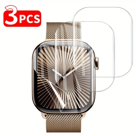 3pcs Screen Protector Compatible with Apple Watch, TPU Soft Film, Scratch-Resistant, Anti-Fingerprint, Oleophobic Coating, Easy to Install, for Apple Watch 38/40/41/42/44/45/49/46mm Ultra/Se/10//9/8/7/6/5/4/3/2/1 Series Soft Protect Film