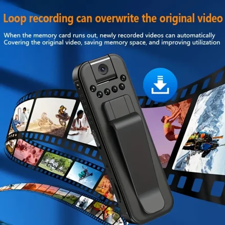 YIIYRY Wearable Pocket Camera with Night Vision, Wide View Angle, USB Rechargeable - Ideal for Sports & Travel, Compatible with Smartphones and Computers (SD Card Not Included), Travel Camera|Portable Camera|Abs Resin Body