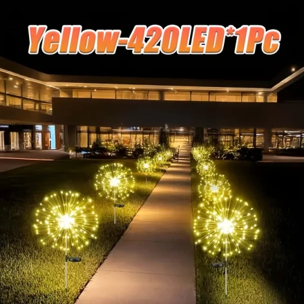 Solar Firework Lights,, 8 Lighting Modes – Ideal for Outdoor Decorative Ambiance, Christmas, and Garden Parties, Solar-Powered Lights for Pathways and Flowerbeds(Multicolor/ warm white)