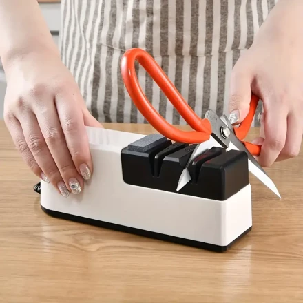 1pc QuickSharp USB Electric Knife Sharpener, Portable Handheld Electric Sharpening Stone for Kitchen Scissors, ABS Material, No Battery Required, Operating Voltage ≤36V