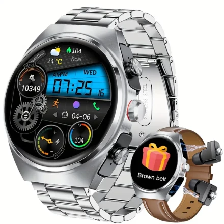 2025 New full HD screen alloy shell, TWS sports headset + outdoor smartwatch, 400mAh battery long life, news alerts, answer the phone