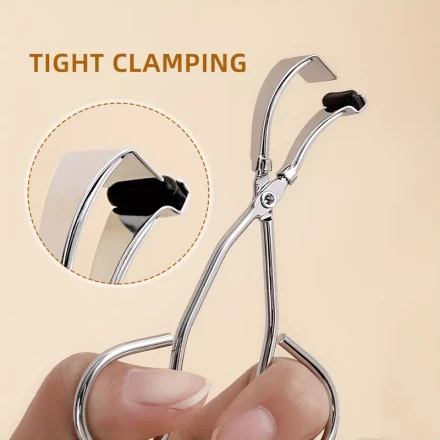 1pc Luxe Stainless Steel Eyelash Curler, Segment Design, Portable Makeup Tool for Beauty Enhancement, Uncharged, No Battery Required