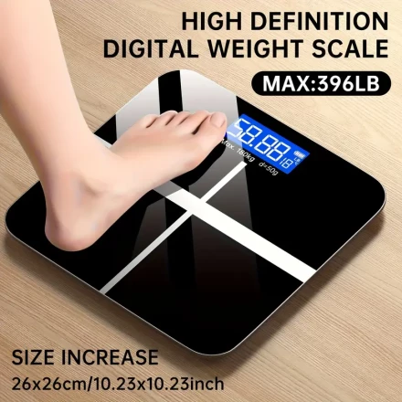 1pc LCD Display Clear Reading, 396 lbs/180 kg Capacity, LED Backlit, Tempered Glass Electronic Scale - Automatic Power-Off, Ideal for Home, Fitness, and Outdoor Use, Battery Powered, No Battery Needed, Home Scale|Modern Scale Design|Durable Scale