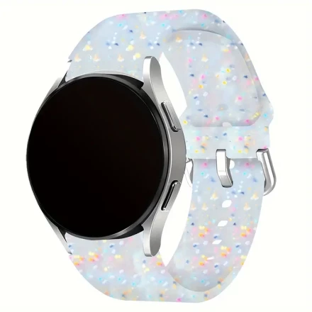 1pc Colorful Silicone Watch Band for Samsung Galaxy Watch Series 7/6/5/4 - Seamless, Waterproof, Adjustable Buckle - Soft & Durable in Pink with Multicolored Sprinkles Design - Compatible with Smartwatch, Watch Not Included