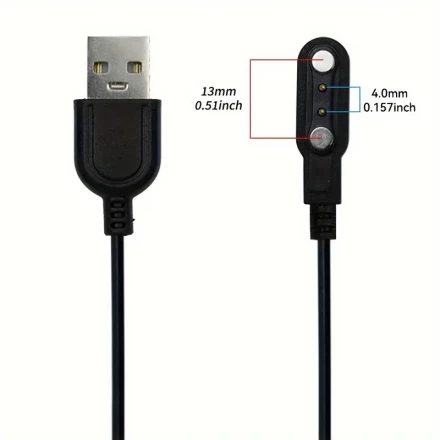 2pcs Magnetic USB Charging Cables for Smartwatches, 4mm Flat High-Speed Replacement Cord