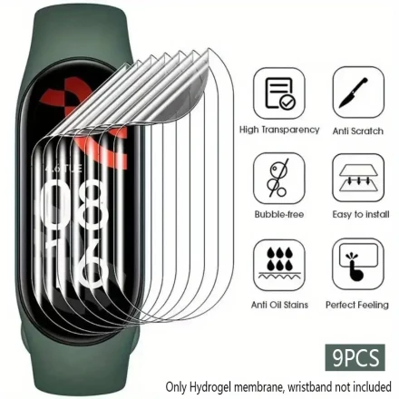 9pcs/6pcs/3pcs Hydrogel Screen Film for Xiaomi Watch Mi Band 9 8 7 Pro 6 5 4 3 Anti-Scratch Soft HD TPU Clear Film