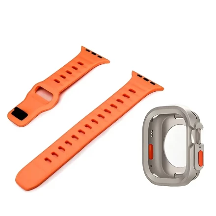 2-Pack Silicone Sports Smartwatch Band with TPU Case - Compatible with Apple Watch SE/Series 1/2/3/4/5/6/7/8/9, Anti-slip Wave Pattern Breathable Wristband with Full Coverage Soft Hollow-Out Protective Cover, No Battery - Multiple Sizes Available