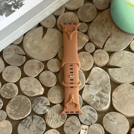 Deer Head Carved Strap Compatible with iWatch Straps 38mm 40mm 41mm 42mm 44mm 45mm 49mm, Waterproof Cheetah Sports Silicone Strap Replacement for iWatch Series 8 7 6 5 4 3 2 SE