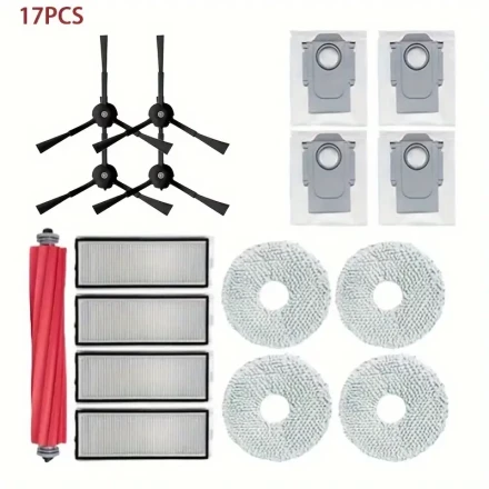 Roborock Qrevo Pro/Maxv/S Replacement Accessories Kit - Compatible Main Brush, Dust Bag, Side Brush, and Filter - Durable Plastic Material, No Battery Required