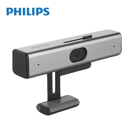 Philips Full HD Webcam with 400W Effective Pixels, Dual Built-in Microphones, Auto Focus, 30FPS High-Speed Frame Rate, USB Plug & Play, Driver-Free, Sleek Black Design, Perfect for Video Conferencing, Live Broadcasts & Online Classes, Webcam for Pc