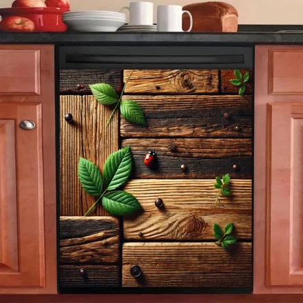 Dishwasher Cover Magnet Decor, Large Polishing Metal Dishwasher Front Door Decoration, Kitchen Dishwasher Decal, Refrigerator Panel, Magnetic Dishwasher Sticker, Material: PVC