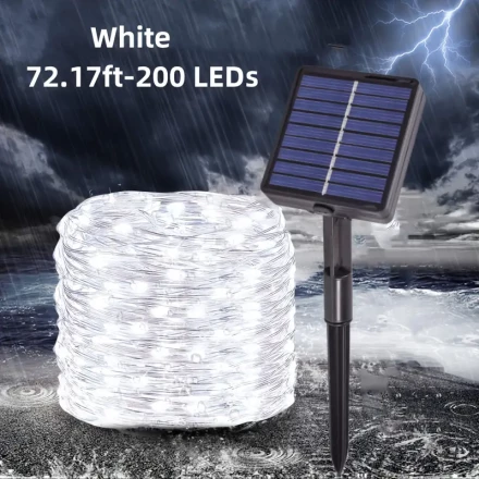 Solar-Powered LED Fairy Lights with 8 Lighting Modes - Outdoor Garden & Patio String Lights for Weddings, Halloween, Christmas, and New Year's Decorations by ANGNUAN
