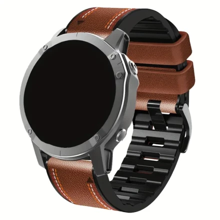 26mm 22mm Synthetic Faux Synthetic Leather & Silicone Strap QuickFit Wristband for Instinct Instinct 3 50mm 45mm Instinct 2 2X Solar Enduro 3 Tactix 7 Pro Smart Watch for Fenix 6 6 Pro 5X 5 Plus 7X 7 Epix Pro 2 Fenix 8 Strap Forerunner 935 945 955 Band